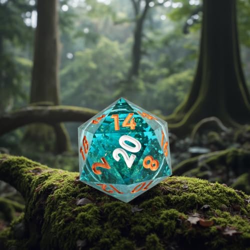 Mini Planet Resin 50mm Chonk D20 Polyhedral DND Board Game Liquid Core RPG Sharp Edge Dice - color: Liquid Core Aqua