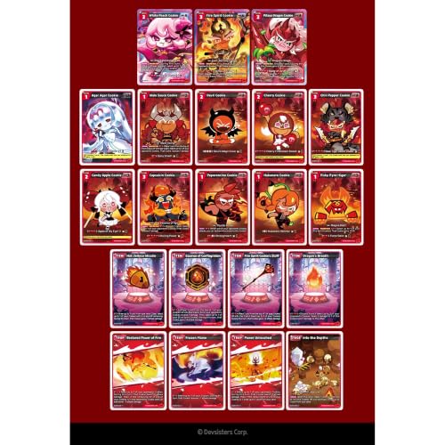 CookieRun TCG: Starter Deck - Flames of Immortality -Red Legendary Cookie Fire Spirit, Ready-to-Play Character Deck, Braverse Trading Card Battle Game - color: Red