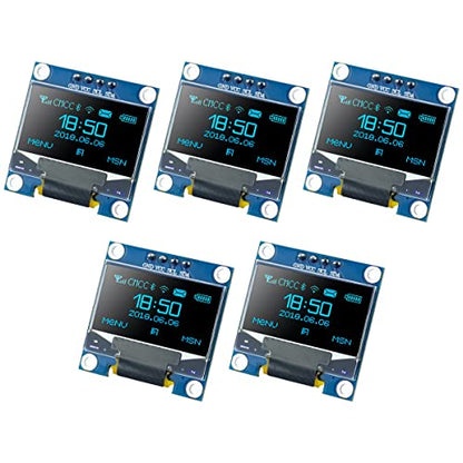 Hosyond 5 Pcs 0.96 Inch OLED I2C IIC Display Module 12864 128x64 Pixel SSD1306 Mini Self-Luminous OLED Screen Board Compatible with Arduino Raspberry Pi (Blue) - color: Blue