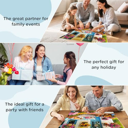 300 Piece Puzzles for Adult, Colorful Flower and Cute Puppy Jigsaw Puzzle - style: House and Puppy