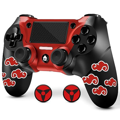 AceGamer Wireless Controller for PS4 Compatible with PS4/Slim/Pro, FTFVaska Gamepad with Enhanced Dual Vibration/Analog Sticks/6-Axis Motion Sensor/Charging Cable/Thumb Caps! (Red Cloudy) - color: Red Cloudy