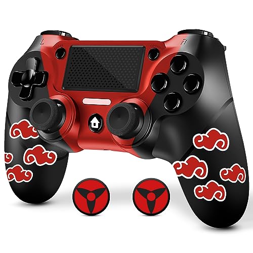 AceGamer Wireless Controller for PS4 Compatible with PS4/Slim/Pro, FTFVaska Gamepad with Enhanced Dual Vibration/Analog Sticks/6-Axis Motion Sensor/Charging Cable/Thumb Caps! (Red Cloudy) - color: Red Cloudy