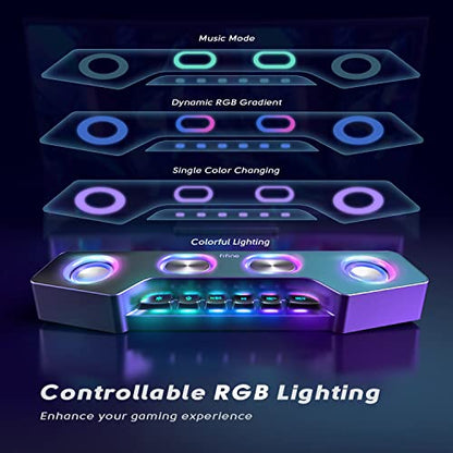 AmpliGame Fifine PC Speakers for Desktop, Bluetooth Computer Speakers Wireless for Gaming, Streaming, Party, E-Sport, RGB Loudspeaker with Aux-in Audio Jack, Controllable RGB, Volume Button A16 Black - color: Black