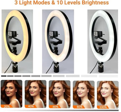 Upgraded Webcam Wall Mount Selfie Light, 10'' Ring Light with Boom Arm Webcam Wall Stand Holder Compatible with Logitech C920/MX Brio 4K/StreamCam/Brio pro X 4K/C930/C922/C925e/C615/Brio 500 webcams