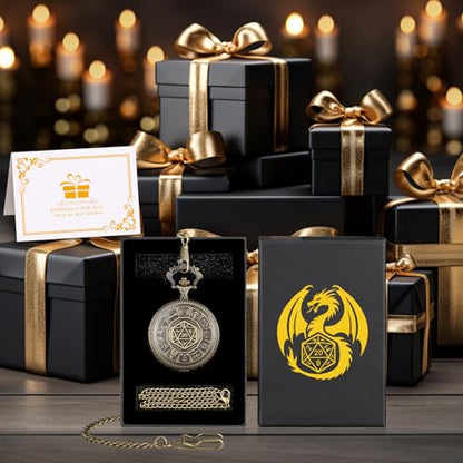 Keller & Weber Mini DND Dice Set, Center Number Dice Pocket Watch Case, 7 Piece Polyhedral Metal D&D Dice, DND Gifts with Gift Box, Role Playing Board Game Accessories, Bronze - color: Bronze