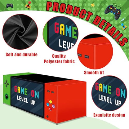 6Ft Video Game Tablecloth Birthday Party Decoration Game Controller Theme Table Cover Washable Fabric Polyester Gaming Table Covers Protector for Gamer Player Birthday Parties Favors Supplies
