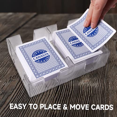 GSE 2-Deck Revolving Canasta Card Tray, 360° Rotating Playing Cards Holder | Dual Deck, Canasta Card Holder, Swivel Cards Holder, Smooth Rotation, Cards Organizer For Hand & Foot, Rummy, UNO Games - size: 2-Deck