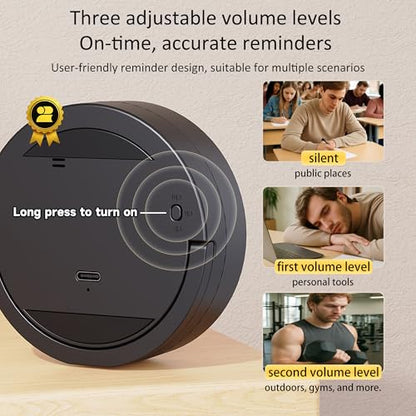 Digital Kitchen Timer, Rechargeable Magnetic Visual Timer with Large LED Display, Adjustable Volume for Classroom, Cooking, Fitness, Baking, Kids Learning & Teaching (1, Black)