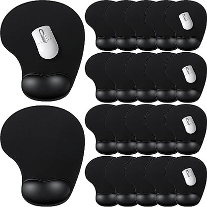24 Pcs Ergonomic Mouse Pad with Wrist Support Office Mousepad Gaming Black Mouse Mat Wrist Pad Desk Accessories Workspace Organizers Non Slip Silicone Base for Home Office Computer Laptop Travel