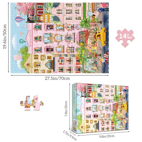 Romantic Street Scene Jigsaw Puzzles for Adults 1000 Pieces, Interlock Perfectly No Dust, Impossible Difficult Hard Fun 1000 Piece Jigsaw Puzzles for Adults-1:1 Poster - color: Dream Street