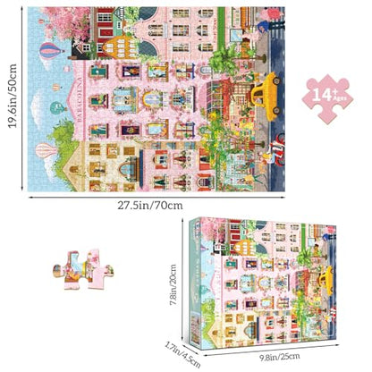 Romantic Street Scene Jigsaw Puzzles for Adults 1000 Pieces, Interlock Perfectly No Dust, Impossible Difficult Hard Fun 1000 Piece Jigsaw Puzzles for Adults-1:1 Poster - color: Dream Street