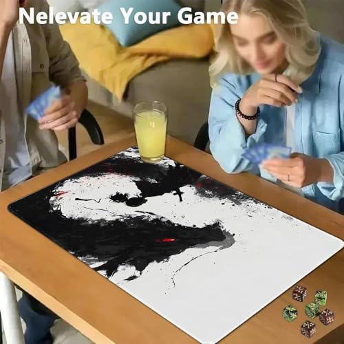 MTG Playmat 24x14 Inch | Optional Game Zone Layout | Non-Slip Rubber Base | Stitched Edges | Includes Free Storage Bag | for TCG, Board Games, and Desk Use(Inkbound,Without Zone) - color: Inkbound, style: Without zone