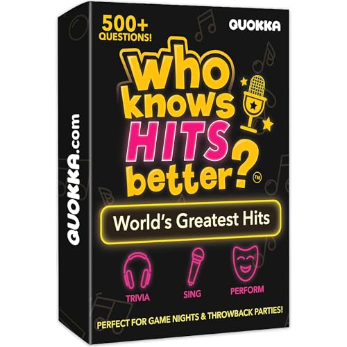Quokka Party Games for Adults and Families - Ultimate Trivia Music Games | Who Knows Hits Better? 500+ Questions Music Games – Fun Singing, Karaoke and Guess-the-Song Game Night for Teens and Girls - color: Hits
