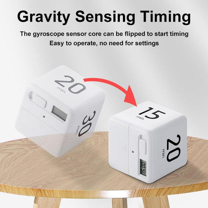 Gravity Sensor Flip Cube Timer Countdown Reminder Doing Time Management for Kitchen, Bedroom, Office, Living Room, Desk 15-20-30-60 Minutes (White) - color: White