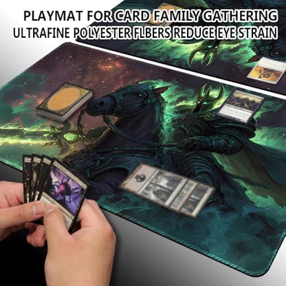 MTG Playmats(Stitched) 14x24in Compatible for OCG CCG RPG TCG Playmats with Card Zones Storage Bag (Apocalypse Knight-No Zone) - color: Apocalypse Knight-no Zone