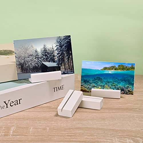 WILLOWDALE 6Pcs 2.17 Inch Wedding Place Card Holder, Photo & Picture Stand | White Card Holder Wooden Stands for Display, Party Poster Paper Stand Wedding Table Number Holders for Home and Office Decor - size: 6pcs 2.17" White