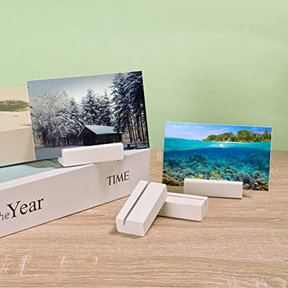 WILLOWDALE 12Pcs 2.17 Inch Wedding Place Card Holder, Photo & Picture Stand | White Card Holder Wooden Stands for Display, Party Poster Paper Stand Wedding Table Number Holders for Home and Office Decor - size: 12pcs 2.17" White