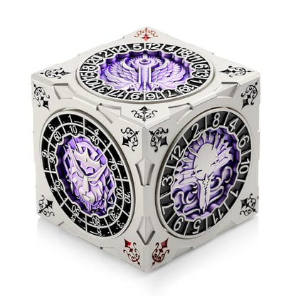 DNDND Multi-Functional Spinner Dice Cube for DND – Iconic Monster Themed Collector's Gift for D&D, Dungeon Masters & RPG Players (Silver&Purple) - color: Silver Purple