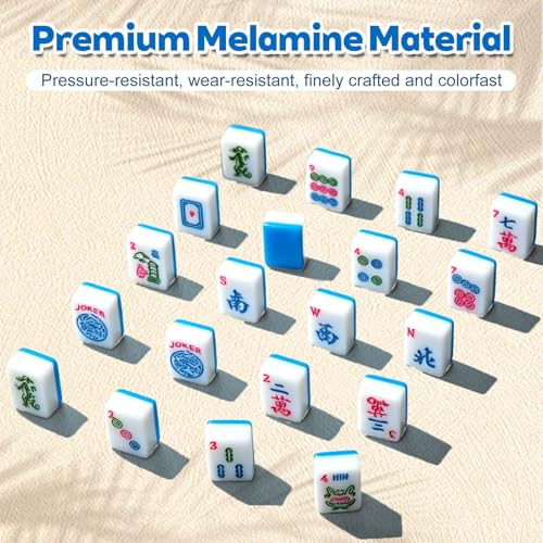 1.2-inch Premium American Mahjong Tile Set. Made of Durable and Sturdy Melamine. Perfect for Multiplayer Games, on-the-go Gaming, and Playing with Family and Friends. (Blue) - color: Blue