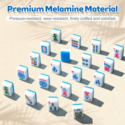 1.2-inch Premium American Mahjong Tile Set. Made of Durable and Sturdy Melamine. Perfect for Multiplayer Games, on-the-go Gaming, and Playing with Family and Friends. (Blue) - color: Blue