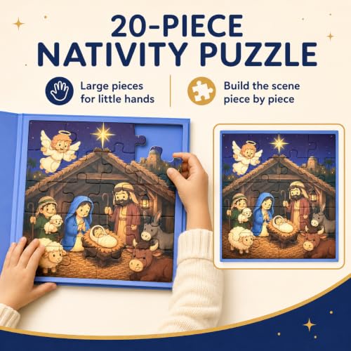 Travofun 20-Piece Magnetic Nativity Puzzle & Playset, Bible Story, Ages 3-6 | Build a 20-piece magnetic Nativity puzzle, then arrange the characters to retell the Christmas Bible story or create scenes. - style: Nativity