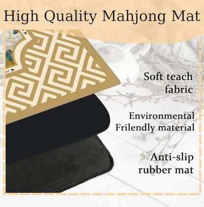 Yellow Chinoiserie Floral Bird Mahjong Mat 31.5 x 31.5 Inch, Traditional Chinese Print Peony Non-Slip Noise Reduction Mahjong Table Mat for American Mah Jong Poker Card Board Games Dominoes - color: Yellow Chinoiserie