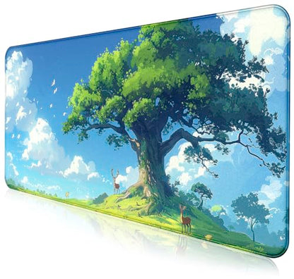 Large Green Plant Outdoor Landscape Office Desk Pad, Computer Mouse Pad | Large Extended Mouse Pad; Full Desk Coverage; Waterproof Coating; Stable Anti-Slide Base For Gaming, Office, Study Daily Use - color: Outdoor Landscape