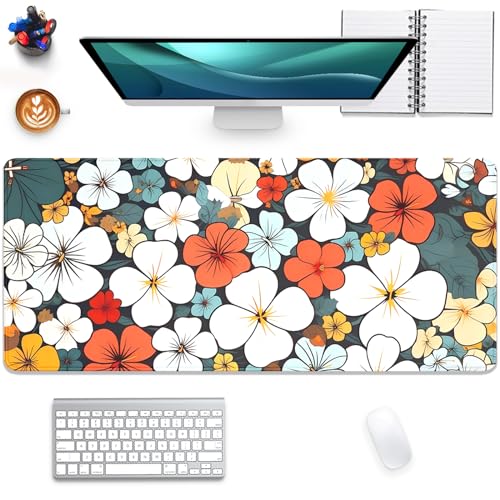 Boho Abstract Floral Mouse Pad Desk Mat,27.5X11.8 in Extended Gaming Mouse Pads with Stitched Edges,Non-Slip Waterproof Rubber Base Mouse Mat for Office,Computer,Keyboard,Laptop and Home Desk Mat - color: Blho Abstact Flower