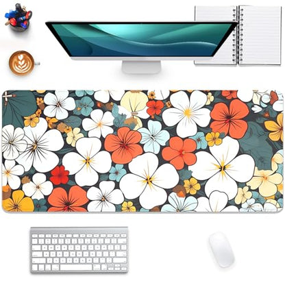 Boho Abstract Floral Mouse Pad Desk Mat,27.5X11.8 in Extended Gaming Mouse Pads with Stitched Edges,Non-Slip Waterproof Rubber Base Mouse Mat for Office,Computer,Keyboard,Laptop and Home Desk Mat - color: Blho Abstact Flower