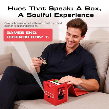 Patented MTG Commander DekBox, 100+ Double Sleeved Card Storage Box with Dice Tray, 35pt Card Holder & 2 Dividers - Magnetic Deck Case for TCG/CCG/Magic/Sports Cards, Red - color: RED