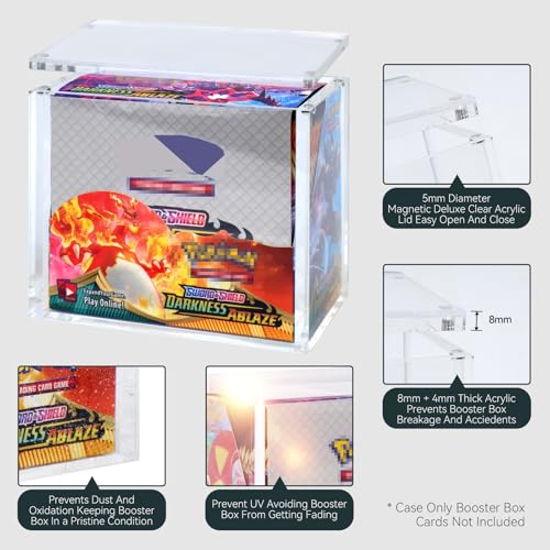 Booster Box Acrylic Protector Case Display Case 8mm Thick Magnetic Lid Closure Easy Top Loading UV Protection Dustproof Display Case Compatible with PKMN Booster Boxes(Case Only) - size: Booster Box Case