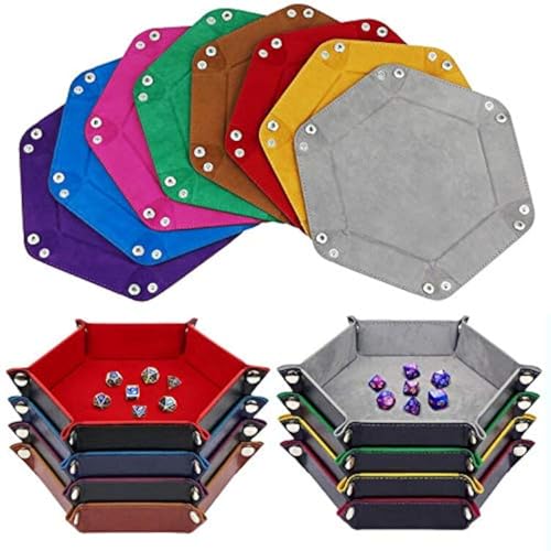 K.T. Fancy Dice Tray 8 Pieces Folding D&D Dice Tray Dice Holder Storage Box for Dice Rolling Tray PU Leather and Velvet. - style: 8 PCS