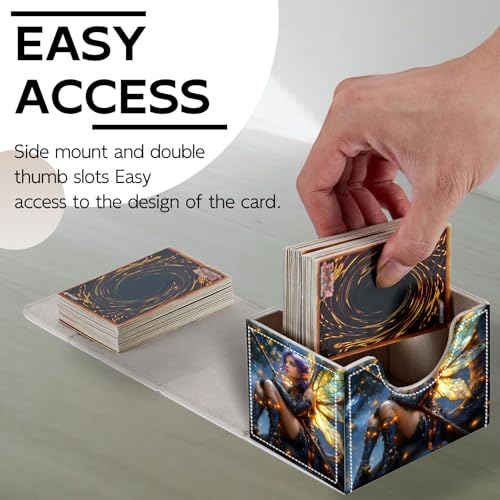 Trading Card Storage Box, Holds 100+ for MTG Cards, Premium PU Leather with Magnetic Closure, Fairy With Luminous Wings Durable Deck Box for Magic the Gathering, Trading Card Games - color: Fairy With Luminous Wings