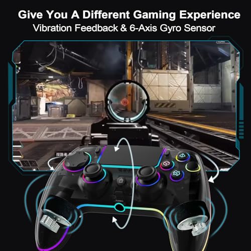 Wireless Controller for PS5 Pro/PlayStation-5/PC/Mac with Hall Effect joystick trigger/Back Paddles/Cool RGB/Motion Sensor/TURBO/3.5mm Audio Jack - Built-in Speakers Support P-S5 Console Audio