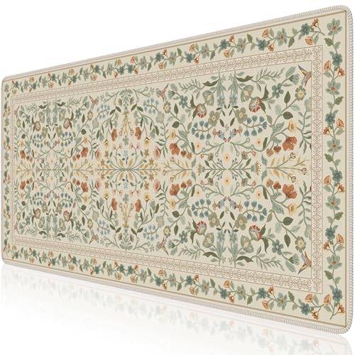iCasso Desk Mat for Keyboard and Mouse, Large Mouse Pad, Desk Pad Mat, Anti-Slip Big Mousepad with Stitched Edges for Computer Desktop(Beige) - color: Beige, size: 35.4L x 15.7W inches