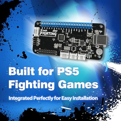 Brook Universal Fighting Board Fusion with a Sticker - Pre-Installed Header Version, for PS5 Fighting Games Solution, Compatible with Street Fighter 6 and Tekken 8 [Exclusive Version]