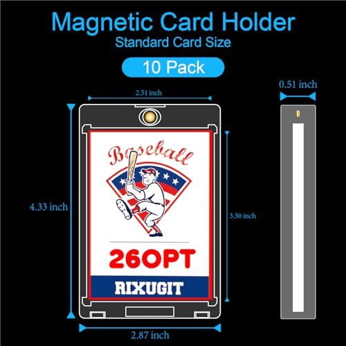 10 Pack 260pt Magnetic One Touch Trading Card Holders | UV Protection, Crystal-Clear Display, Secure Magnetic Closure, Easy Card Access, Ideal for Collection, Display, and Storage - size: 10ct 260PT Card Holder