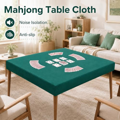 party greeting Game Table Cover for Square Tables Game Tablecover Folding Elastic Contraction Felt Gaming Mat for Card Playing Poker Cards Mahjong Puzzles Board Games (Green 34 x 34 Inch) - color: Green