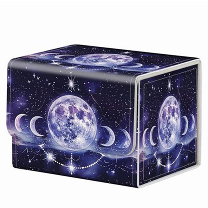 Strong Magnet Card Case Deck Box Mtg Card Box Playing Card Box Magic Deck Box Tcg Up to 200 Cards Creative Pattern Trading Card Storage Box for Collectible Card Games, Purple Moons And Stars - color: Purple Moons And Stars