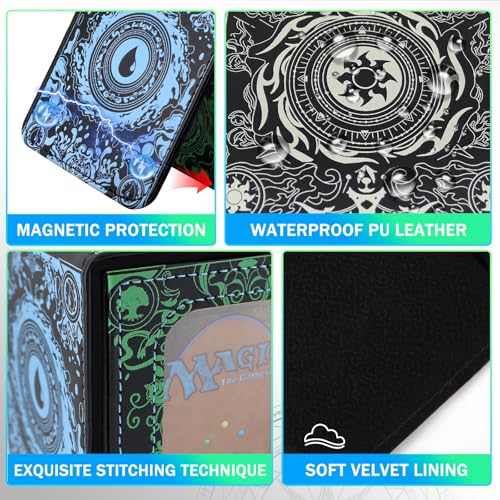 Card Deck Box for YGO MTG Deck Box 110+ Double Sleeved Cards Storage Trading Card Games Leather Storage with divider,Holder (MTG) - color: MTG