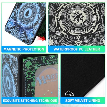 Card Deck Box for YGO MTG Deck Box 110+ Double Sleeved Cards Storage Trading Card Games Leather Storage with divider,Holder (MTG) - color: MTG