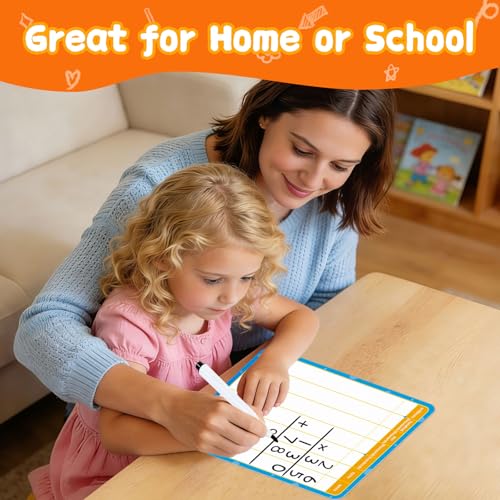 12 Pack Double Sided Division Dry Erase Board,12" x 9" Multiplication Flash Cards,Math Manipulatives Small White Board for Kids,Math Games Chart for Preschool Learning,Homeschool Essentials - style: Division