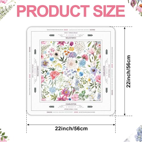 Tegeme Small Mahjong Mat 31.5 x 31.5 Inch Chinoiserie Flower Mahjong Mat | Anti Slip Game Rug for American Mah Jong Game Table Card Board Tile - size: 22" x 22", style: Floral