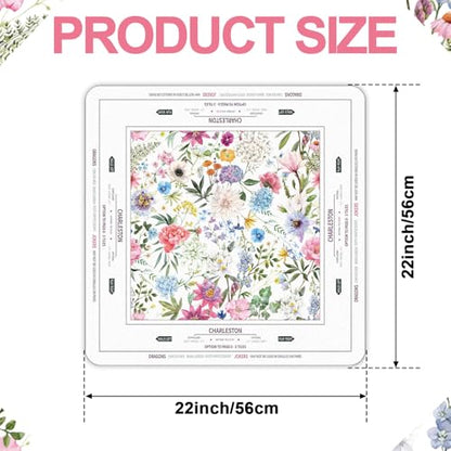Tegeme Small Mahjong Mat 31.5 x 31.5 Inch Chinoiserie Flower Mahjong Mat | Anti Slip Game Rug for American Mah Jong Game Table Card Board Tile - size: 22" x 22", style: Floral