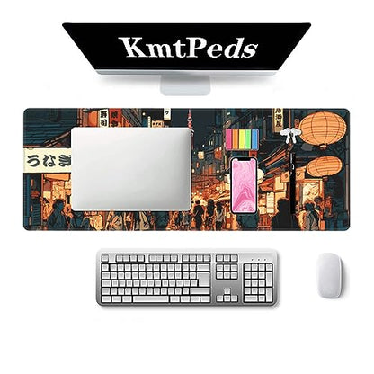 Japanese Street Gaming Mouse Pad Large,Anime Mouse Pad Gaming Mouse Mat Desk Pad,31.5 x 11.8 Desk Mat Anime Mouse Pads for Desk,Extended Keyboard Mousepad with Non-Slip Base and Stitched Edge - color: Japanese Street