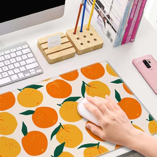 Large Gaming Mouse Pad with Stitched Edges, Desk Mat Extended Keyboard Pad, Non-Slip Rubber Base Desk Pad for Laptop, Office, Home, 31.5X11.8 inch Mandarins Oranges Summer Fruits - color: Mandarins Oranges Summer Fruits