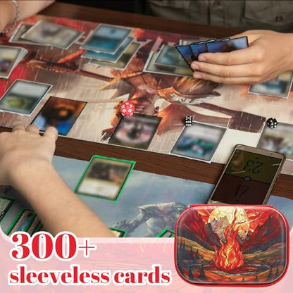 Hard Playing Card Game Case 300+ Trading Playing Card Holder Portable Travel Storage Box for Classic Board Game(Flame)