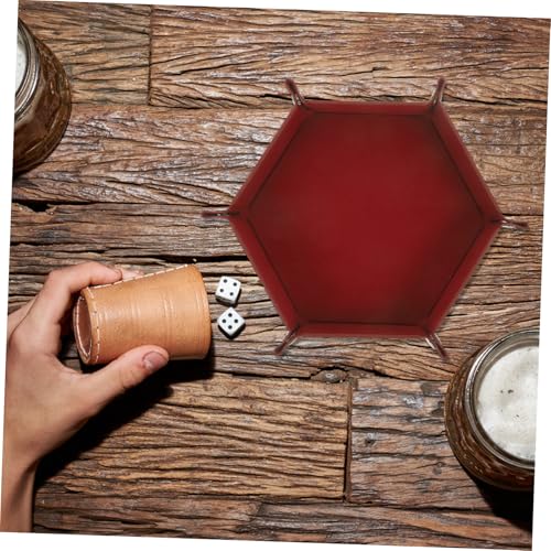 Kisangel Folding Pu Dice Storage Case Elegant Dice Tray for Tabletop Games Jewelry Sundries Organizer Chic Design for Living Room Bedroom Game Room Decor