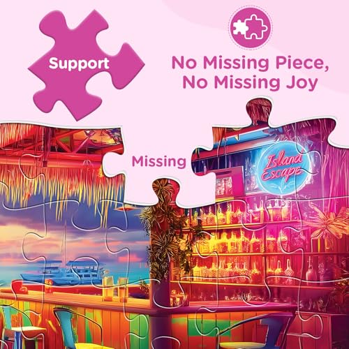 500 Pieces Puzzles for Adults,Beach Bar at Sunset Cool Summer Jigsaw Puzzle | Interlock Perfectly Letter on Back No Dust,Home Wall Art Decor,Challenging Perfect Birthday Party Gift for Family, 20.5x15 In - style: seaside