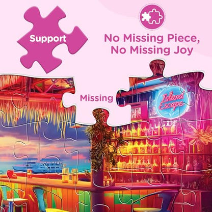 500 Pieces Puzzles for Adults,Beach Bar at Sunset Cool Summer Jigsaw Puzzle | Interlock Perfectly Letter on Back No Dust,Home Wall Art Decor,Challenging Perfect Birthday Party Gift for Family, 20.5x15 In - style: seaside